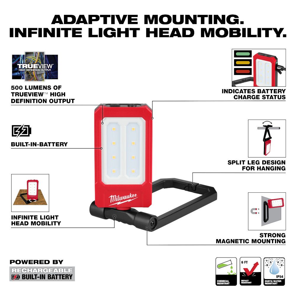 Milwaukee 2013R Tool 500 Lumen USB-C Rechargeable Low-Profile Magnetic Task Light