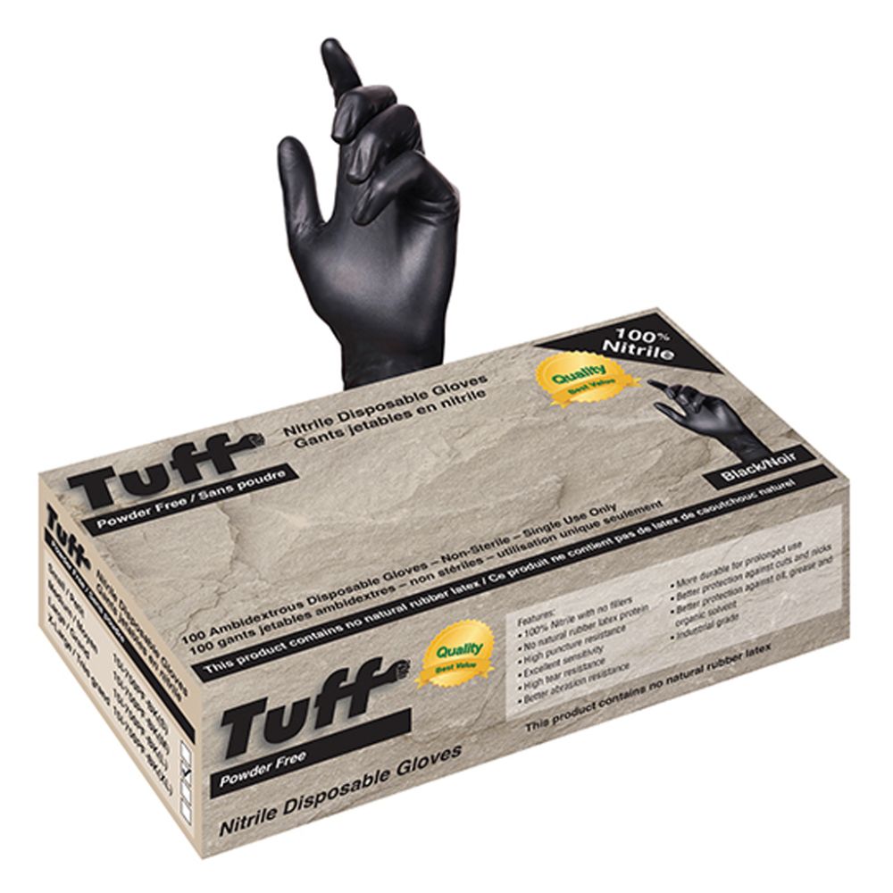 Nitrile Disposable Gloves Powder Free Black 5MIL Large 15I-750PF-BK