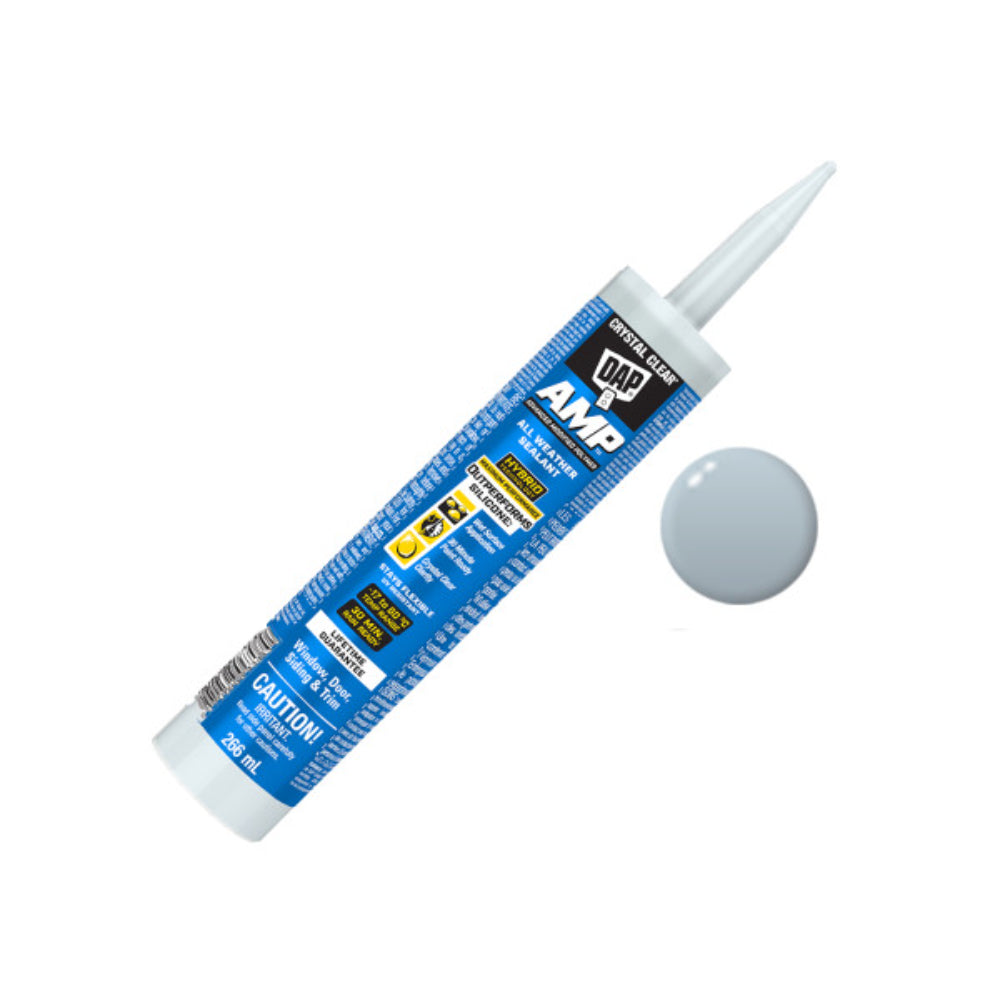 DAP AMP All Weather Window, Door & Siding Sealant | 266 mL Crystal Clear
