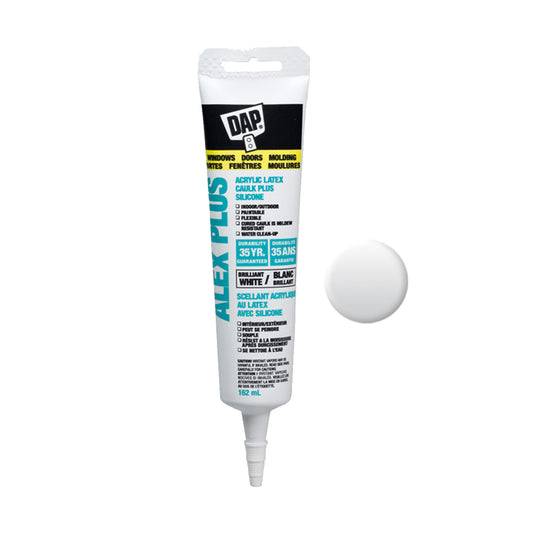 DAP ALEX PLUS Acrylic Latex Caulk with Silicone | 162 mL White