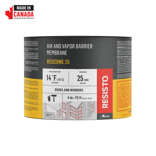 17753 RESISTO 4" x 75 Ft. Red Zone 25 Mil Air & Vapor Barrier Membrane