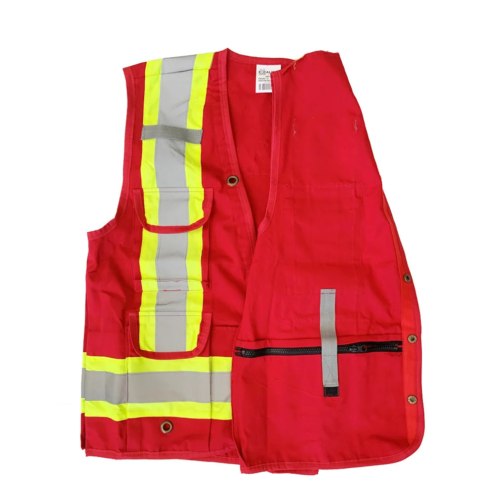 Surveyors Vest Cotton Red Medium | Safety Work Vest
