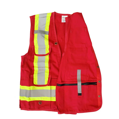 Surveyors Vest Cotton Red Medium | Safety Work Vest