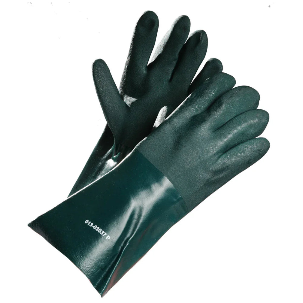 14" PVC Coated Gauntlet Gloves | Chemical Resistant Protective Work Gloves