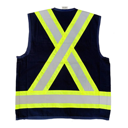 Surveyors Vest Blue with Reflective Tape | High Visibility Safety Vest