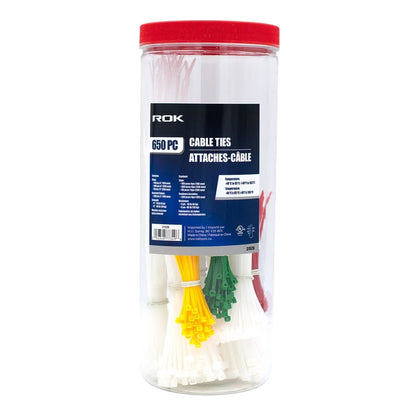 Assorted Cable Ties, 650-Piece Set