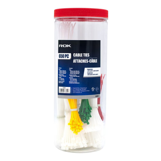 Assorted Cable Ties, 650-Piece Set