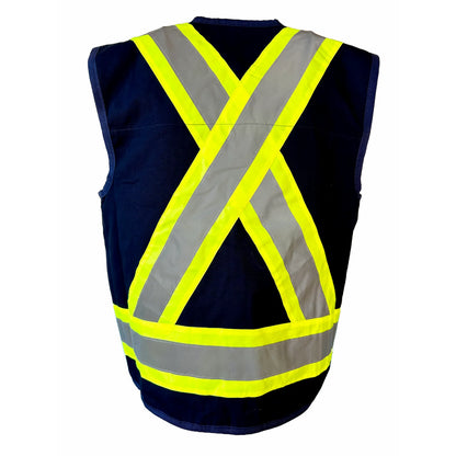 Surveyors Vest Blue with Reflective Tape | High Visibility Safety Vest