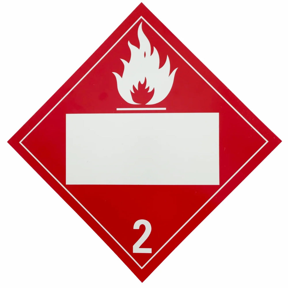 Class 2 Placard Rigid Plastic with White Box | No Pin #