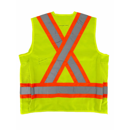 Surveyors Vest Yellow with Reflective Tape | High Visibility Safety Vest