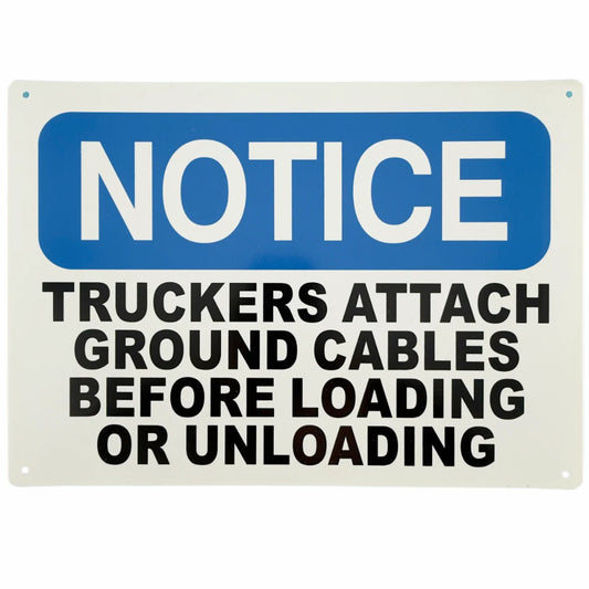 Truckers Attach Ground Cable Notice | Grounding Safety Sign