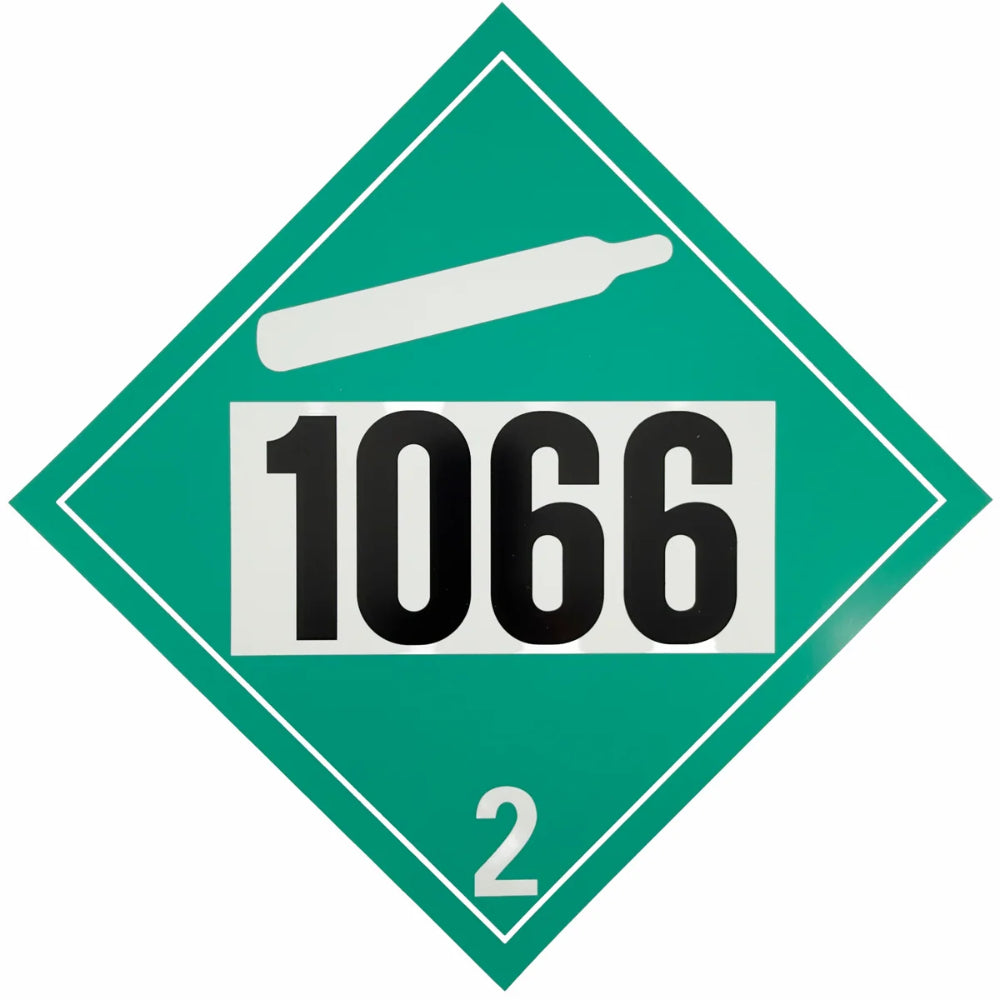 Class 2.2 (UN 1066) Nitrogen Compressed Gas Placard | Non-Flammable Gas Hazard Sign