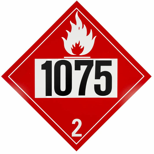 Class 2 (UN 1075) Liquefied Petroleum Gas (LPG) Placard | Flammable Gas Hazard Sign