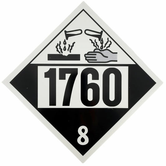 Class 8 (UN 1760) Corrosive Liquids, n.o.s. Placard | Corrosive Hazard Sign