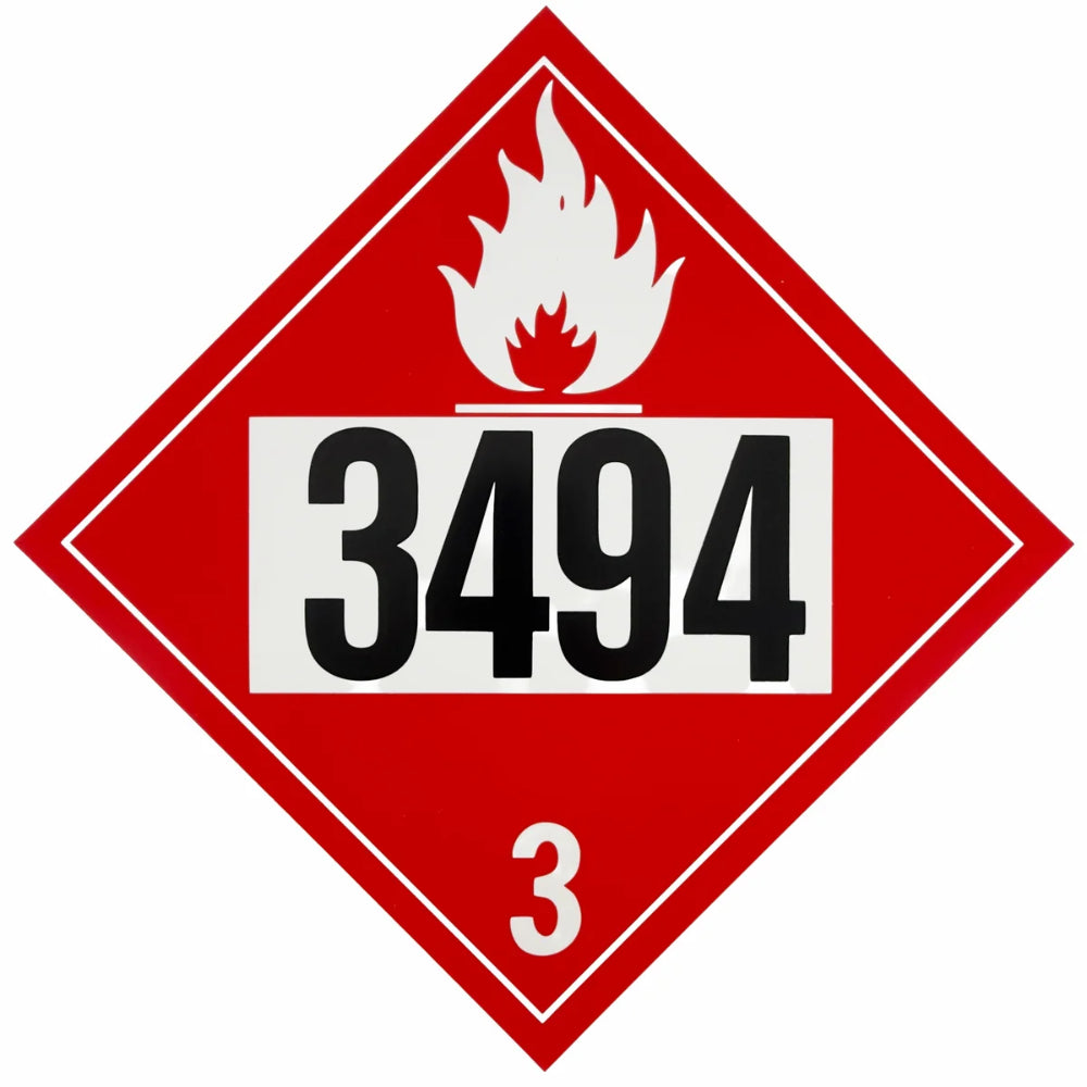 Class 3 (UN 3494) Petroleum Sour Crude Oil Placard | Flammable & Toxic Hazard Sign