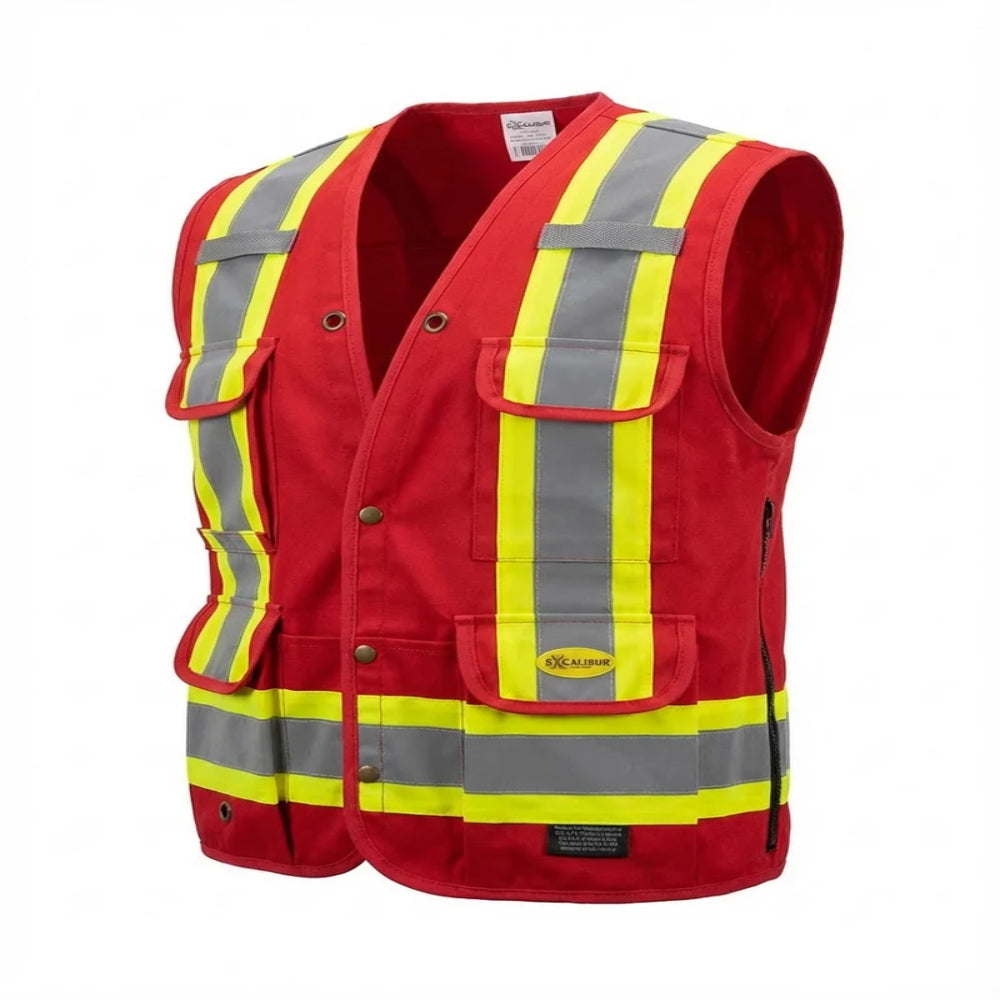 Surveyors Vest Cotton Red Medium | Safety Work Vest