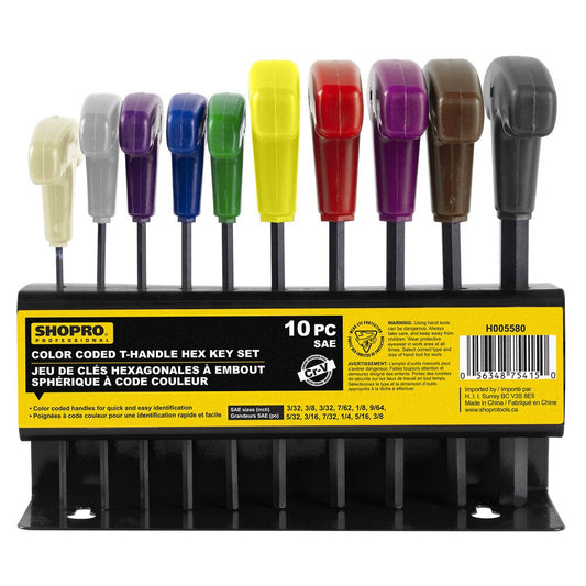 10-Piece SAE T-Handle Hex Key Set