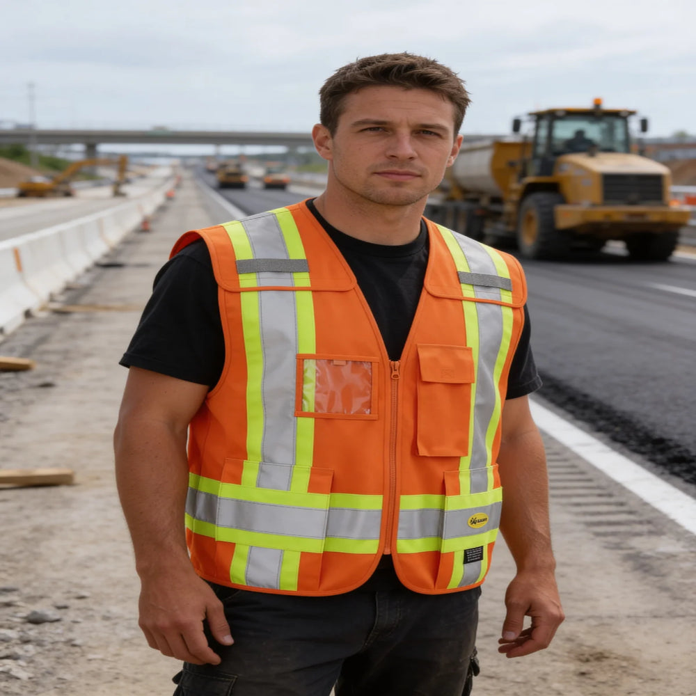 Cruiser Vest Orange with Reflective Tape | High Visibility Safety Vest