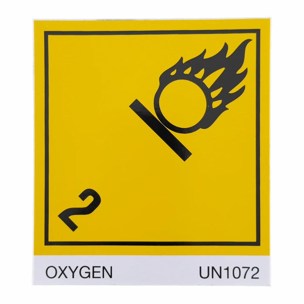 Class 2 Oxygen Placard Label | UN 1072 | 4" × 4"