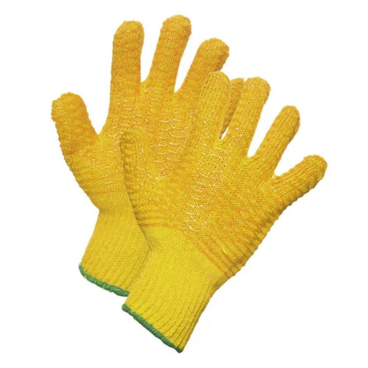 Forcefield Yellow String Knit Work Gloves with PVC Grip