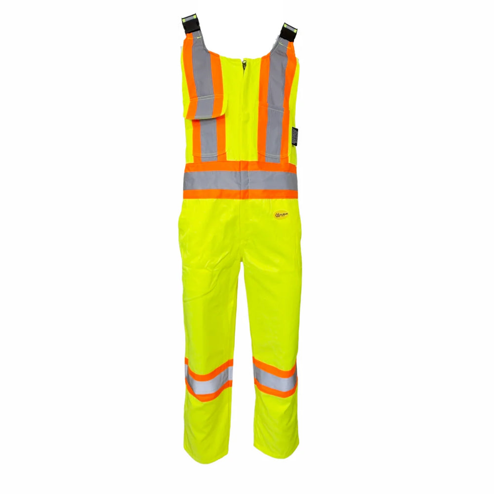 Bib Overalls Yellow with 4" Reflective Striping | Safety Workwear