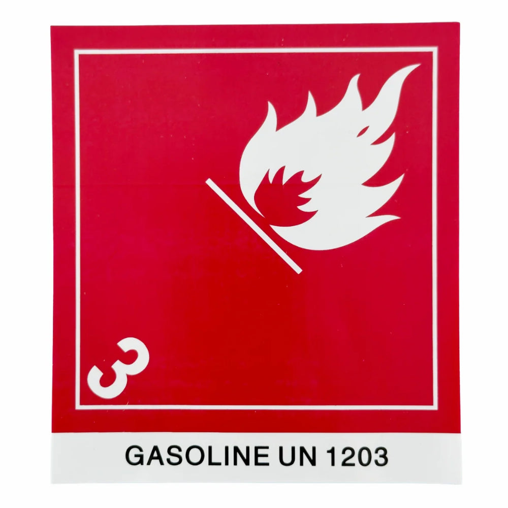 Class 3 Gasoline Placard Label | UN 1203 | 4" × 4"