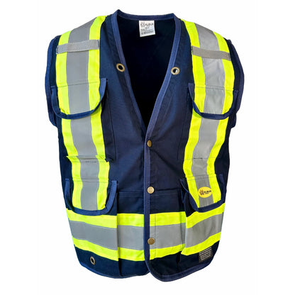 Surveyors Vest Blue with Reflective Tape | High Visibility Safety Vest
