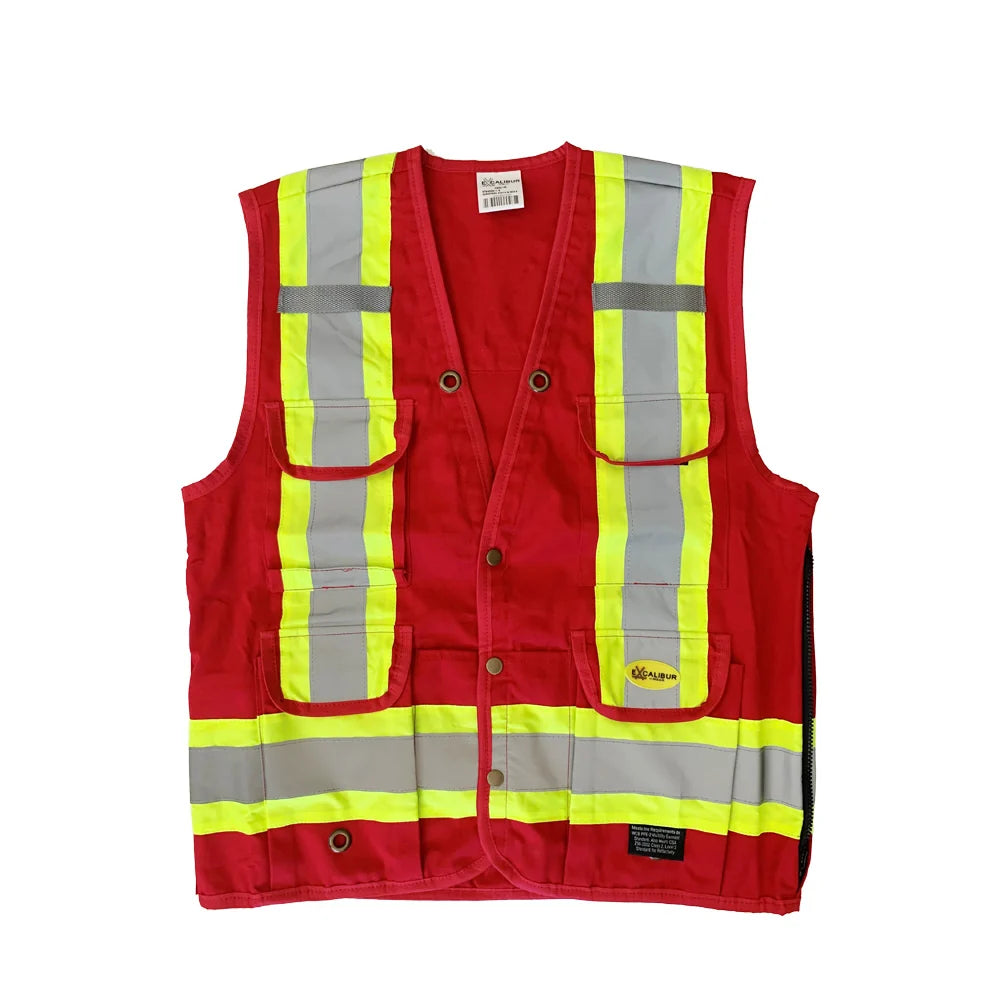 Surveyors Vest Cotton Red Medium | Safety Work Vest