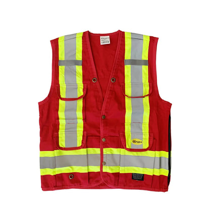 Surveyors Vest Cotton Red Medium | Safety Work Vest