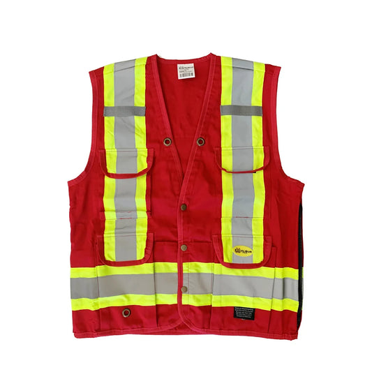 Surveyors Vest Cotton Red Medium | Safety Work Vest