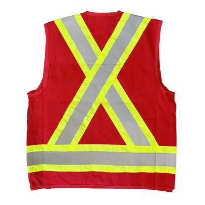 Surveyors Vest Cotton Red Medium | Safety Work Vest