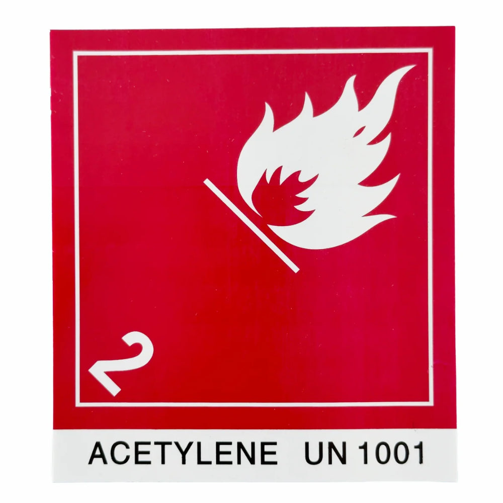 Class 2 Acetylene Placard Label | UN 1001 | 4" × 4"