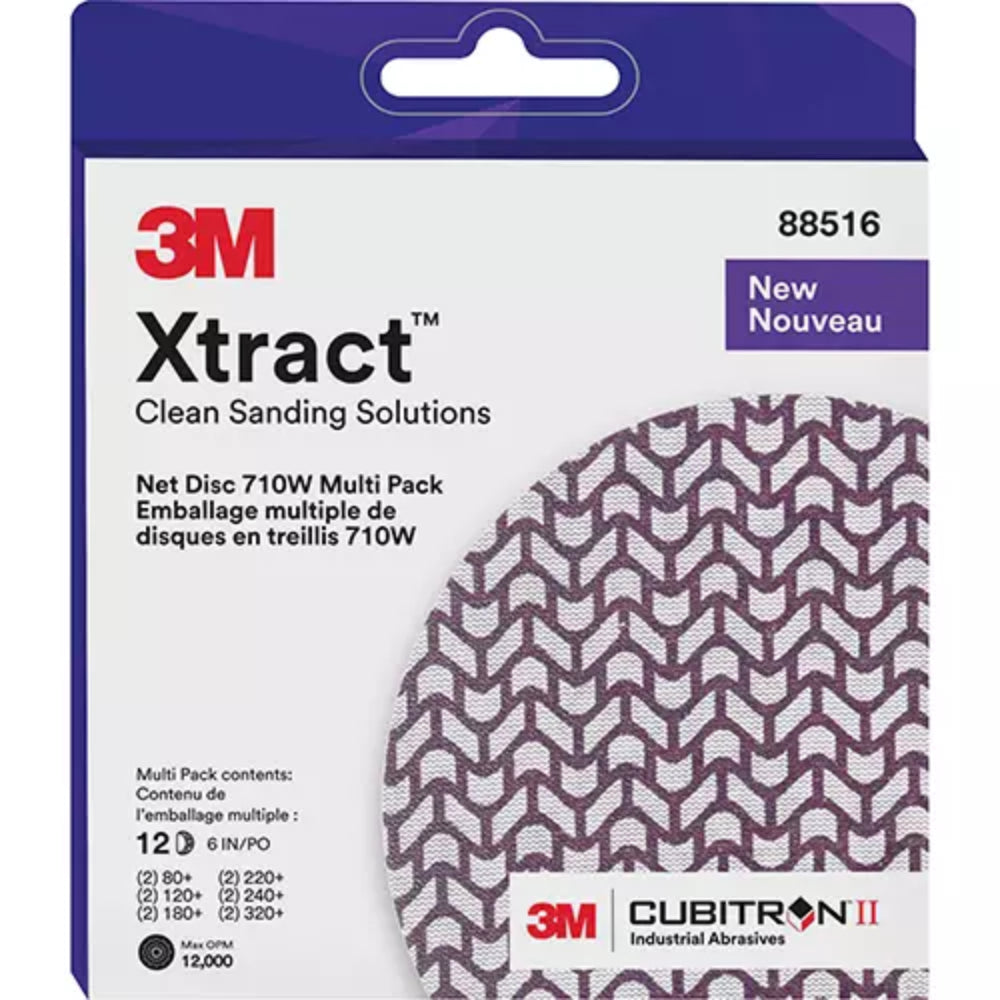 3M Xtract Cubitron II 710W Net Sanding Disc Multi-Pack, 6-Inch, Assorted Grits, Ceramic Abrasive