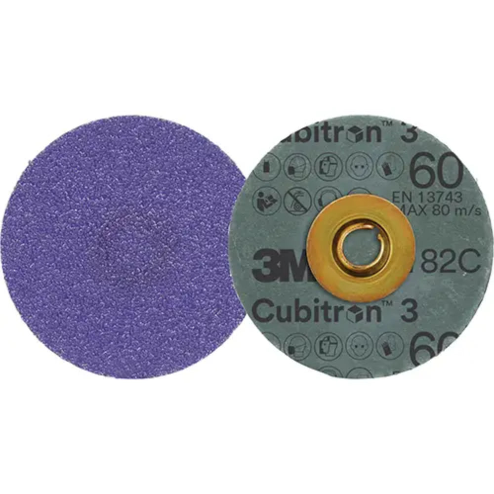 3M™ Cubitron™ 3 Roloc™ Fibre Disc 1182C, 2" Dia., 60+ Grit, Ceramic