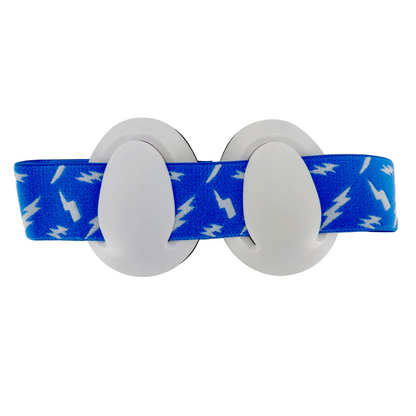 Front view of the blue retail display box for LEO C-CFS BM1 infant hearing protection ear muffs, showing the certified NRR 22 dB protective rating.