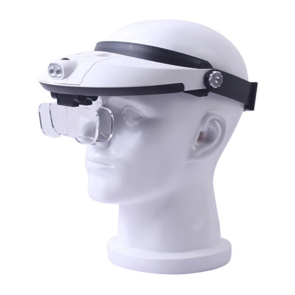 A selection of interchangeable optical-grade magnification lenses clearly labeled with their respective power values.