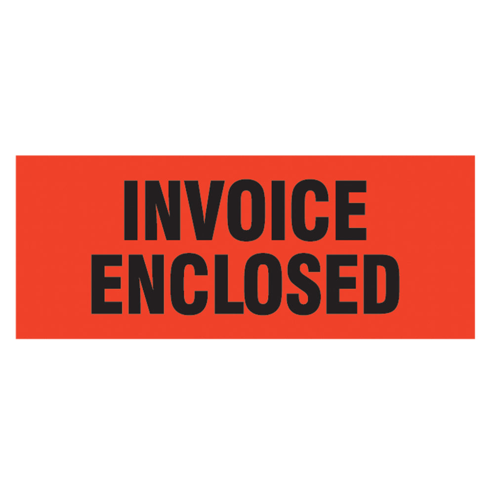 Invoice Enclosed Label Black Text on Neon Red Background MPL110 2IN x 5IN