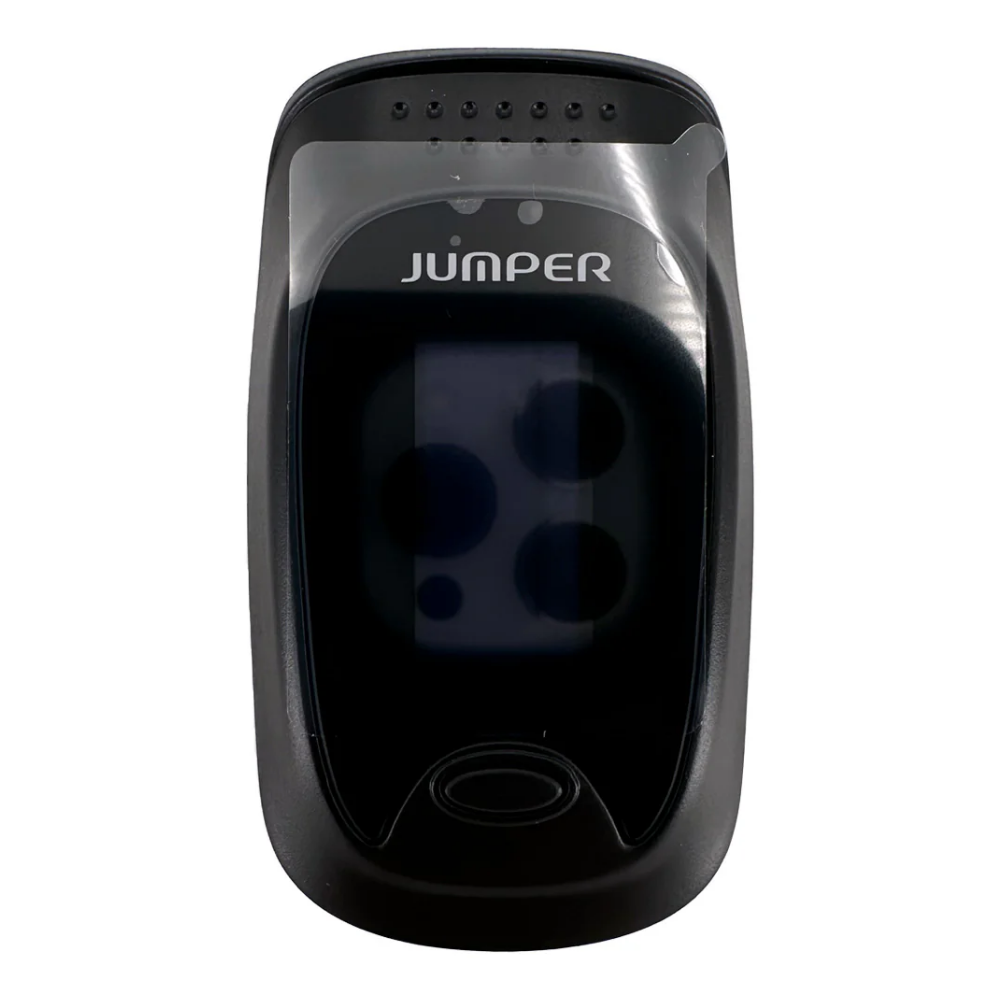 Jumper JPD-500D Pulse Oximeter Front View with OLED Display and Power Button