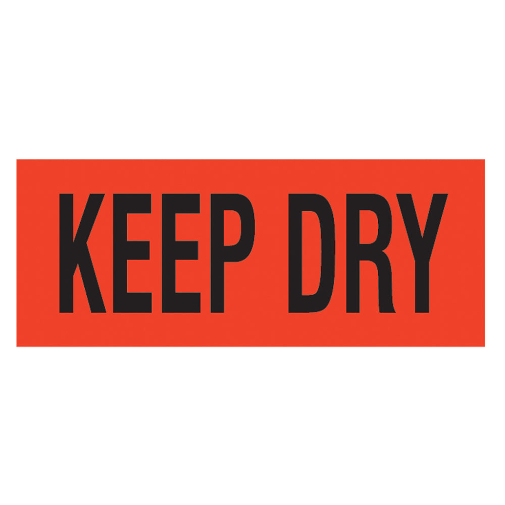 Keep Dry Label Black Text on Neon Red Background BR123 2IN x 5-3/8IN
