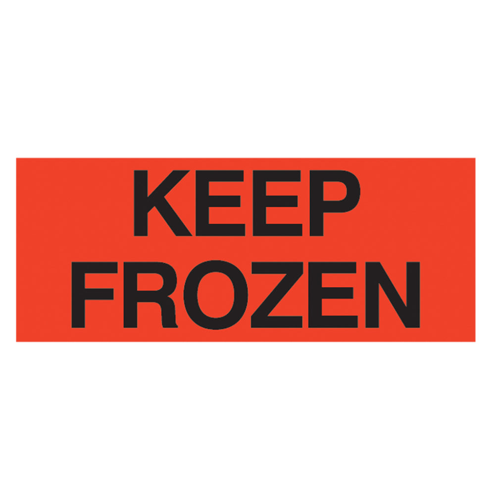 Keep Frozen neon red and black shipping label, 2in x 5in, 500 per roll