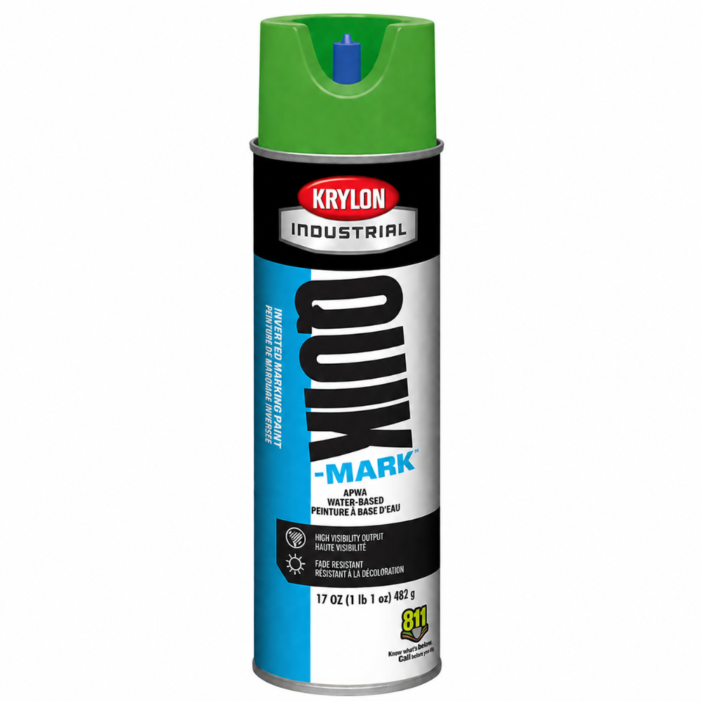 Krylon Industrial Quik-Mark green inverted marking paint spray can, 17 oz water-based APWA paint