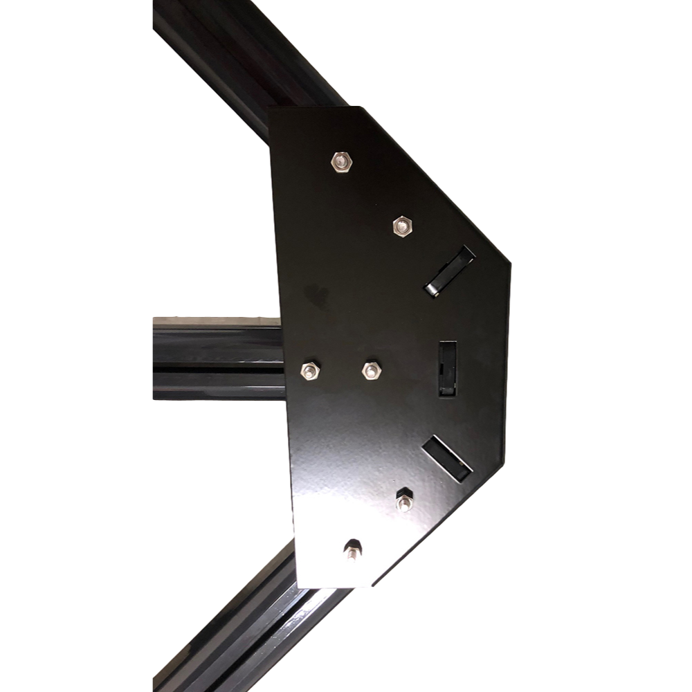 Close-up of the durable mounting bracket and hardware for a 60-inch LED traffic assist arrow.