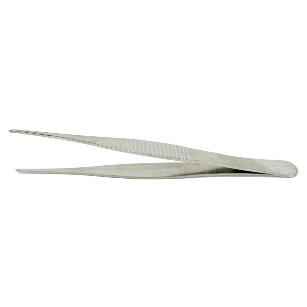 Close-up view of LEO 11cm medical splinter forceps showing the fine, aligned precision tips