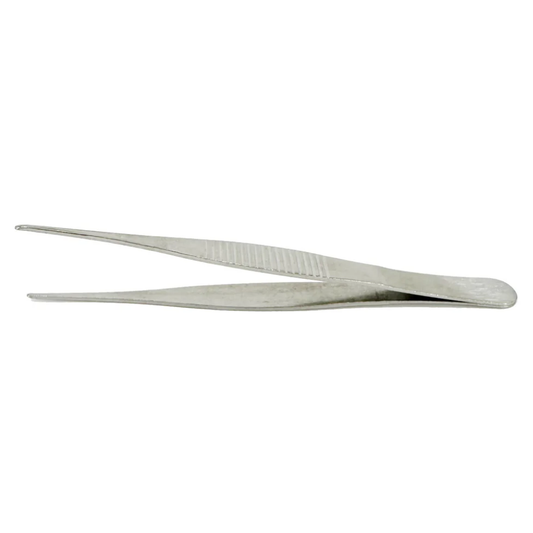 Close-up view of LEO 11cm medical splinter forceps showing the fine, aligned precision tips
