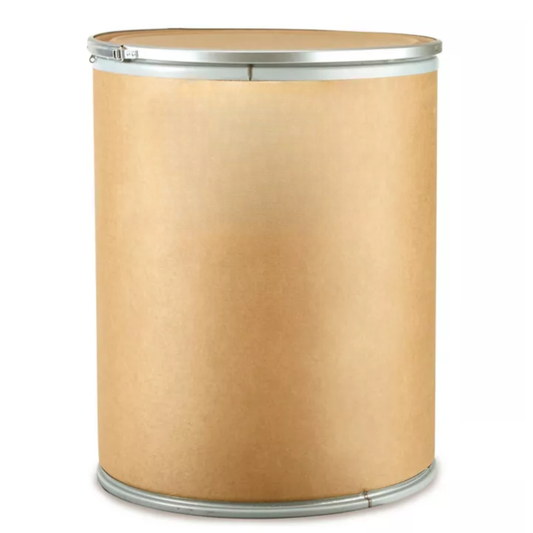 A large 300lb drum of LEO 1818 green oil-free sweeping compound used for dust control on industrial and commercial floors.