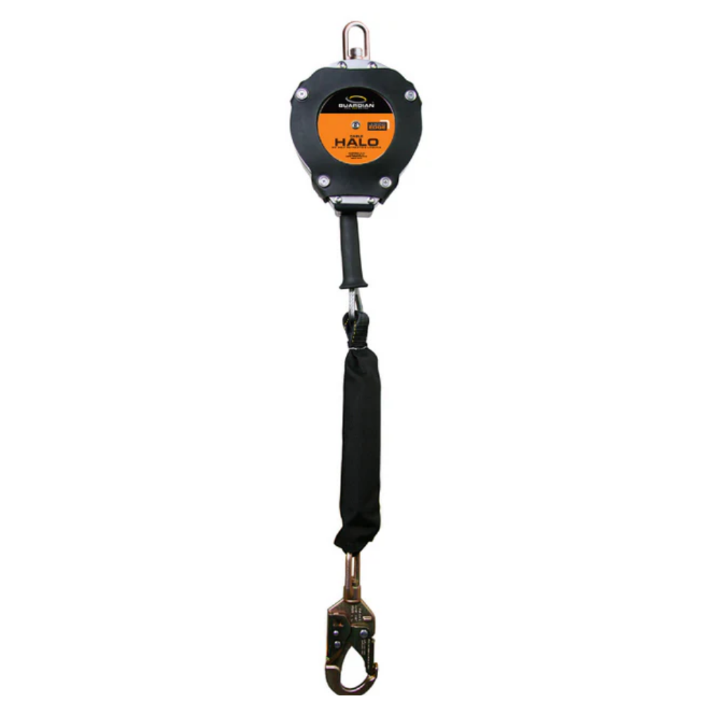 LEO 20-foot Halo leading edge SRL self-retracting lifeline cable with steel snap hook.