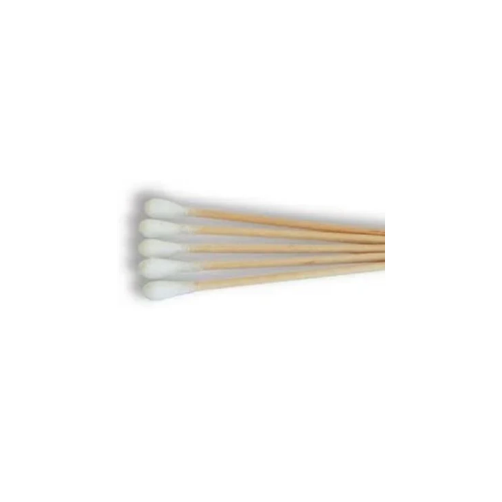 LEO 6 inch cotton tip applicators wood shaft white cotton tip close-up