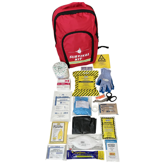 LEO 72-Hour Survival Backpack Kit with emergency food, water, and first aid supplies.