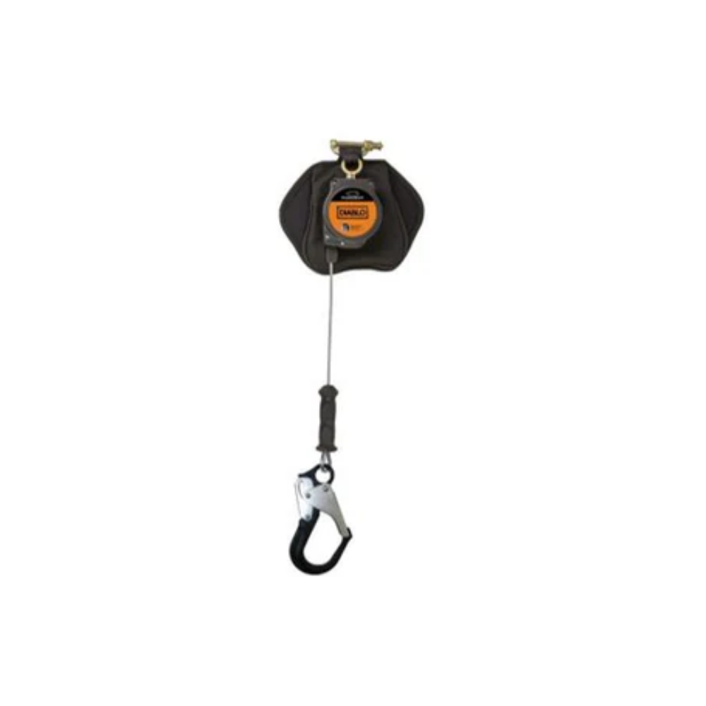 LEO 8-foot Diablo 2.5 cable SRL leading edge self-retracting lifeline with a large hook.
