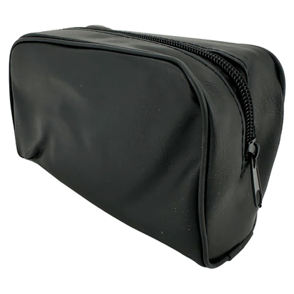 The complete LEO L-14-4500 sphygmomanometer kit neatly stored alongside its black zippered protective vinyl carrying case.